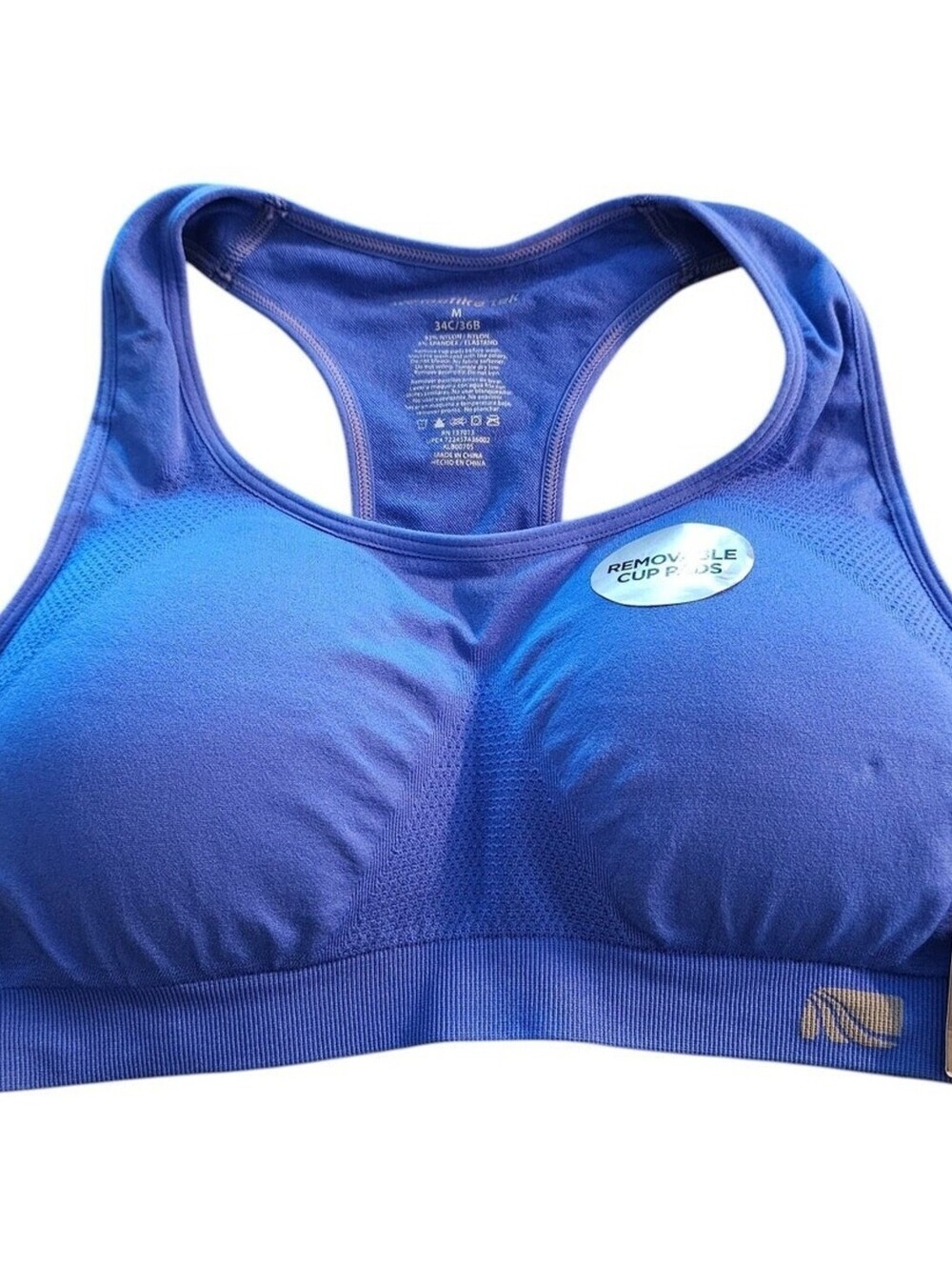 Marika Tek Performance Womens Sz M Seamless Sports Bra Dazzling Blue NEW